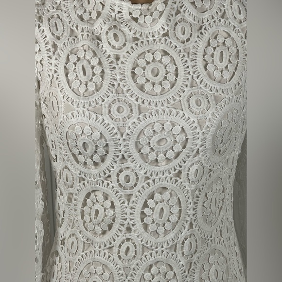 Seven Wonders Elegant White Crochet Lace Pattern Dress SZ 6 - Picture 4 of 6